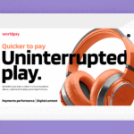 Worldpay report cover featuring a pair of red over ear headphones